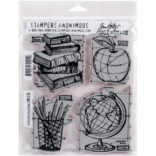 Stampers Anonymous Tim Holtz&#xAE; Schoolhouse Blueprint Cling Stamps